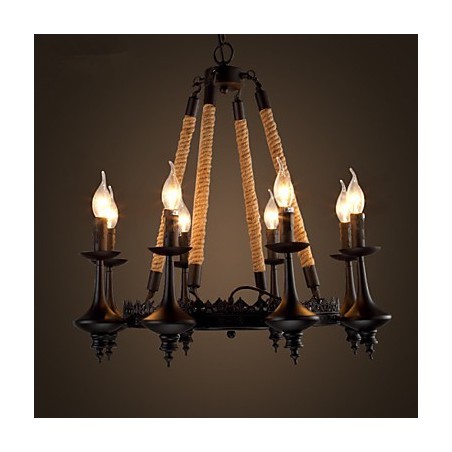 Lampada a sospensione classica tradizionale mini in metallo giallo 8 lampadine E26/E27
