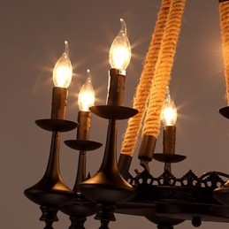 Lampada a sospensione classica tradizionale mini in metallo giallo 8 lampadine E26/E27