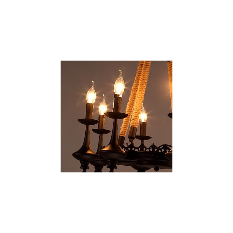 Lampada a sospensione classica tradizionale mini in metallo giallo 8 lampadine E26/E27