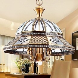 Lampada a sospensione in cristallo mini classica tradizionale in metallo finitura ottone