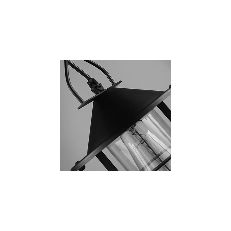 Lampada a sospensione in metallo stile country vintage nera con 3 lampadine E26/E27