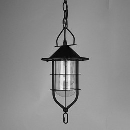 Lampada a sospensione in metallo stile country vintage nera con 3 lampadine E26/E27