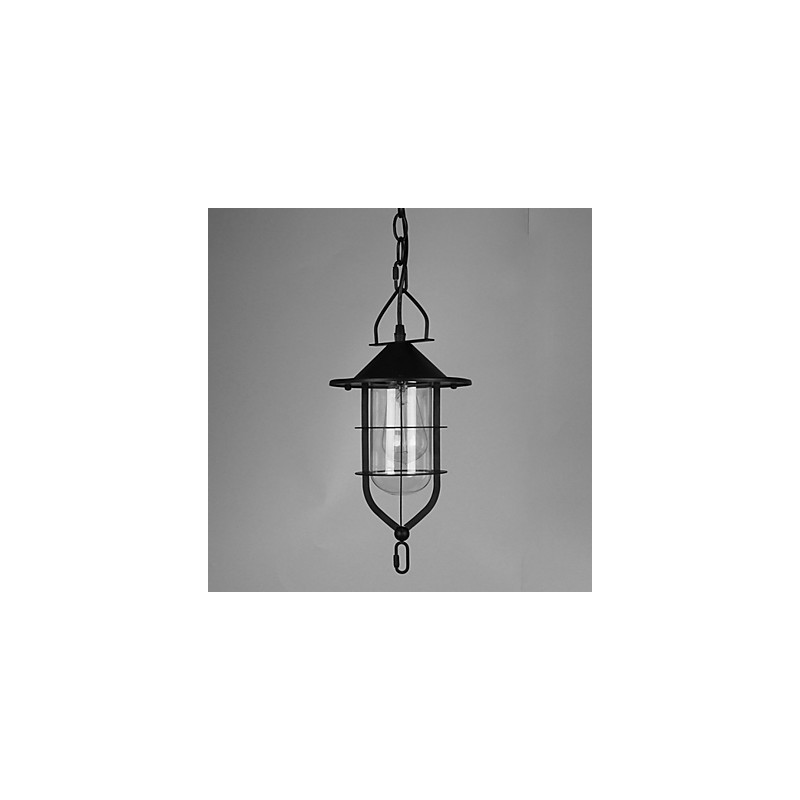 Lampada a sospensione in metallo stile country vintage nera con 3 lampadine E26/E27