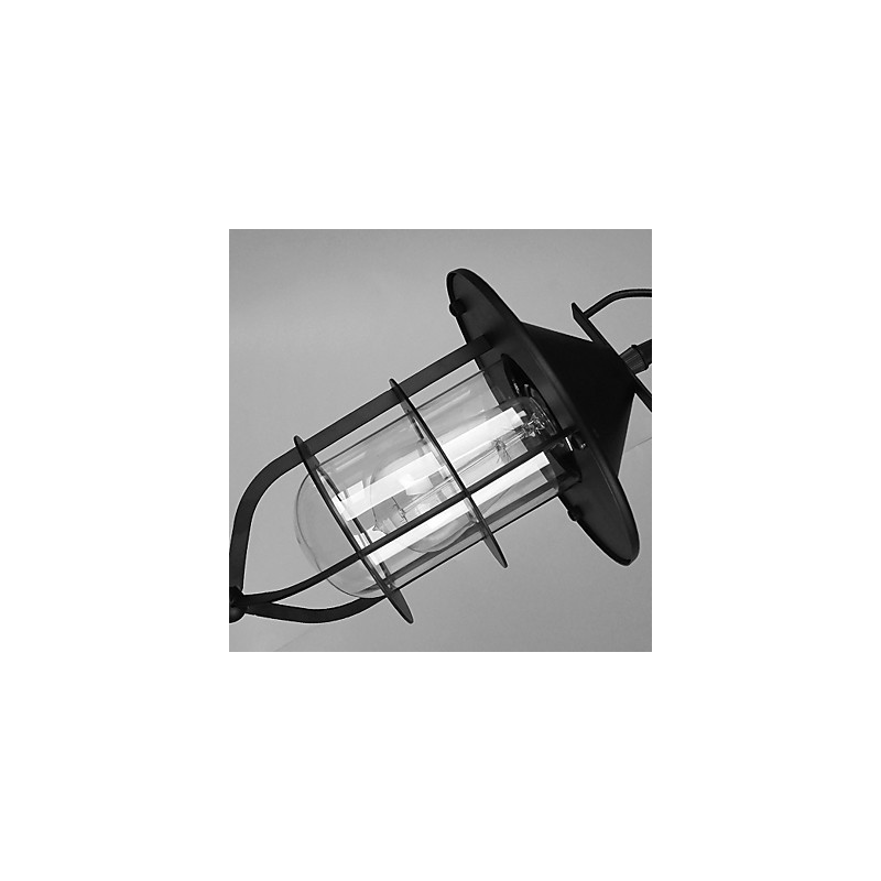 Lampada a sospensione in metallo stile country vintage nera con 3 lampadine E26/E27