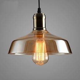 Lampada a sospensione retrò in vetro e metallo E26/E27