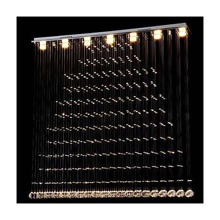 Lampada a sospensione in cristallo K9 con filo regolabile, 1 lampadina GU10, argento