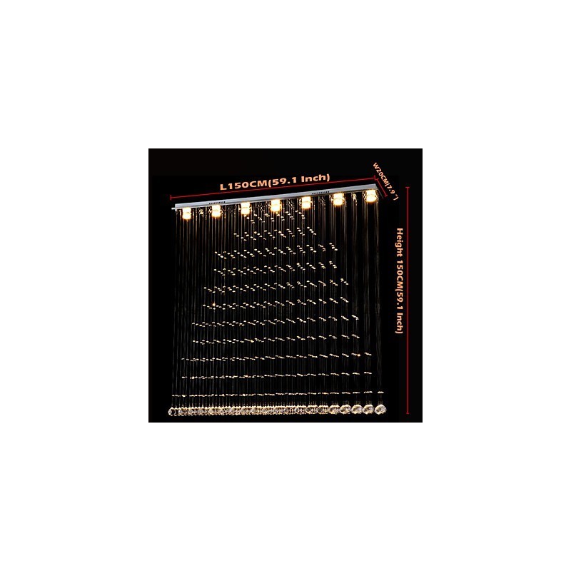 Lampada a sospensione in cristallo K9 con filo regolabile, 1 lampadina GU10, argento