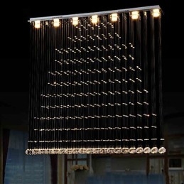 Lampada a sospensione in cristallo K9 con filo regolabile, 1 lampadina GU10, argento