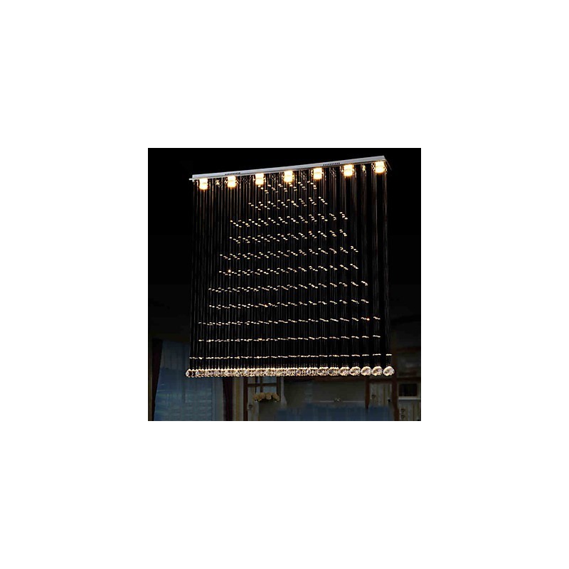 Lampada a sospensione in cristallo K9 con filo regolabile, 1 lampadina GU10, argento