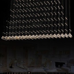 Lampada a sospensione in cristallo K9 con filo regolabile, 1 lampadina GU10, argento