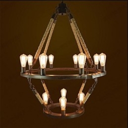Lampada a sospensione retrò industriale in metallo nero e marrone, 3 luci E26/E27, 12