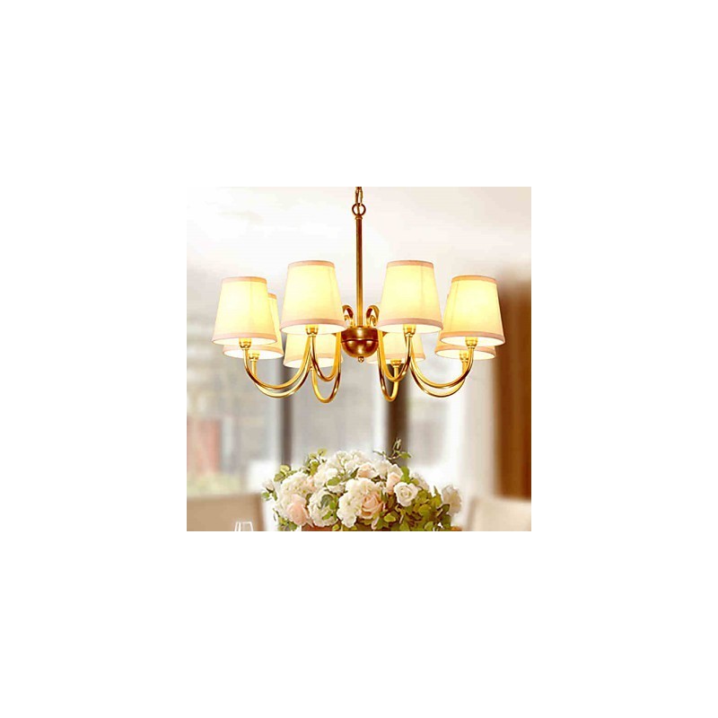 Lampadario a sospensione in cristallo mini tradizionale classico in metallo, finitura ottone, 8 luci
