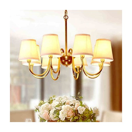 Lampadario a sospensione in cristallo mini tradizionale classico in metallo, finitura ottone, 8 luci