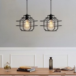 Lampada a sospensione retrò in metallo nero 22 cm