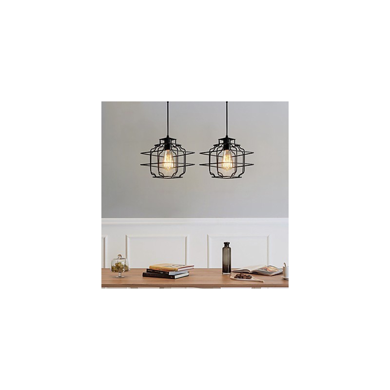 Lampada a sospensione retrò in metallo nero 22 cm