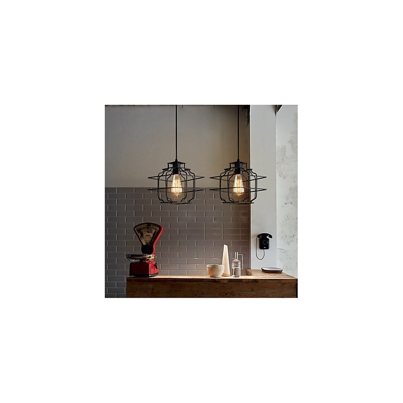 Lampada a sospensione retrò in metallo nero 22 cm