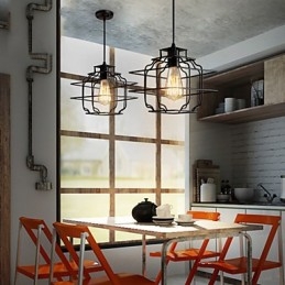 Lampada a sospensione retrò in metallo nero 22 cm