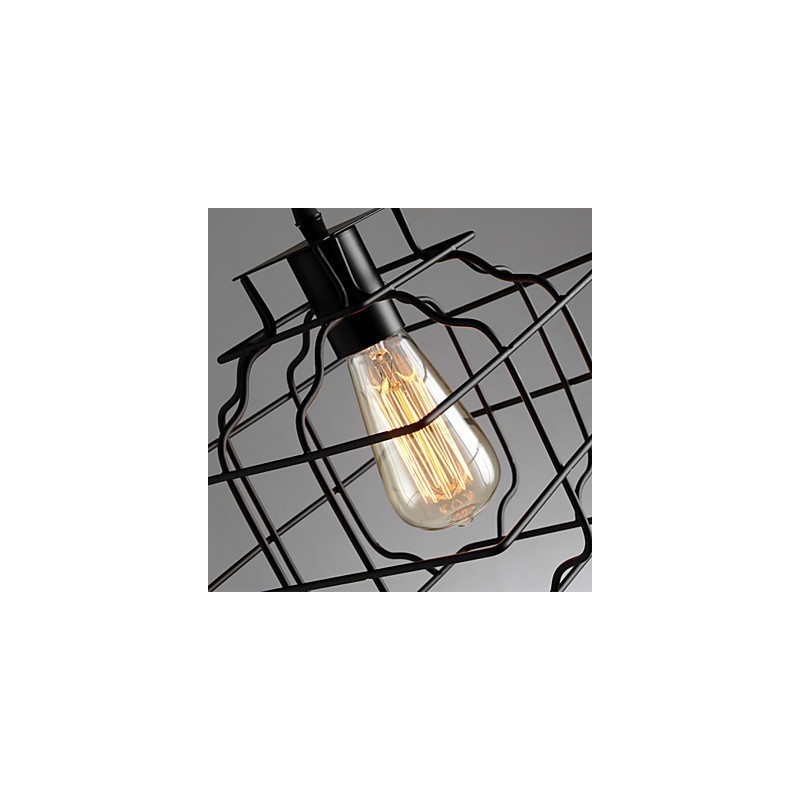 Lampada a sospensione retrò in metallo nero 22 cm