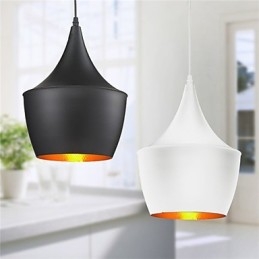 Lampada a sospensione retrò vintage Tom Dixon nera e bianca