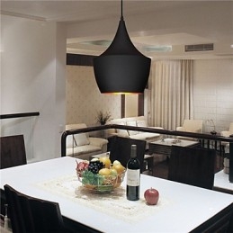 Lampada a sospensione retrò vintage Tom Dixon nera e bianca