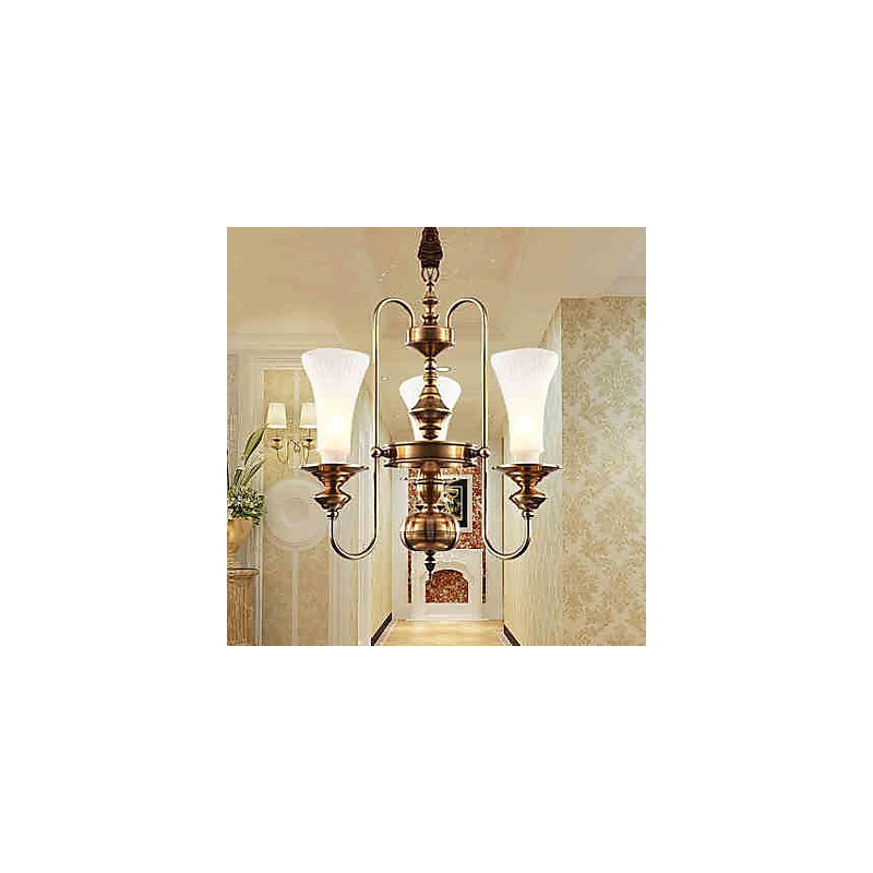 Lampada a sospensione in cristallo mini stile tradizionale/classico in metallo, finitura ottone
