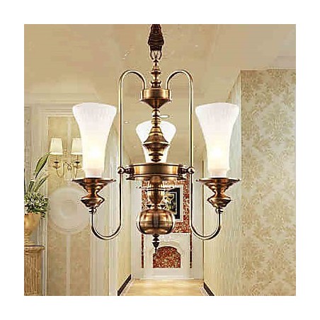 Lampada a sospensione in cristallo mini stile tradizionale/classico in metallo, finitura ottone