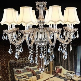 Lampadario in cristallo K9 trasparente con 8 luci