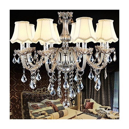 Lampadario in cristallo K9 trasparente con 8 luci