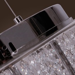 Lampada a sospensione artistica 6 luci in cristallo con paralume in vetro