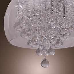 Lampada a sospensione artistica 6 luci in cristallo con paralume in vetro