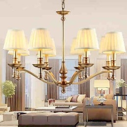 Lampada a sospensione in cristallo stile tradizionale/classico mini, finitura ottone, 8 lampadine