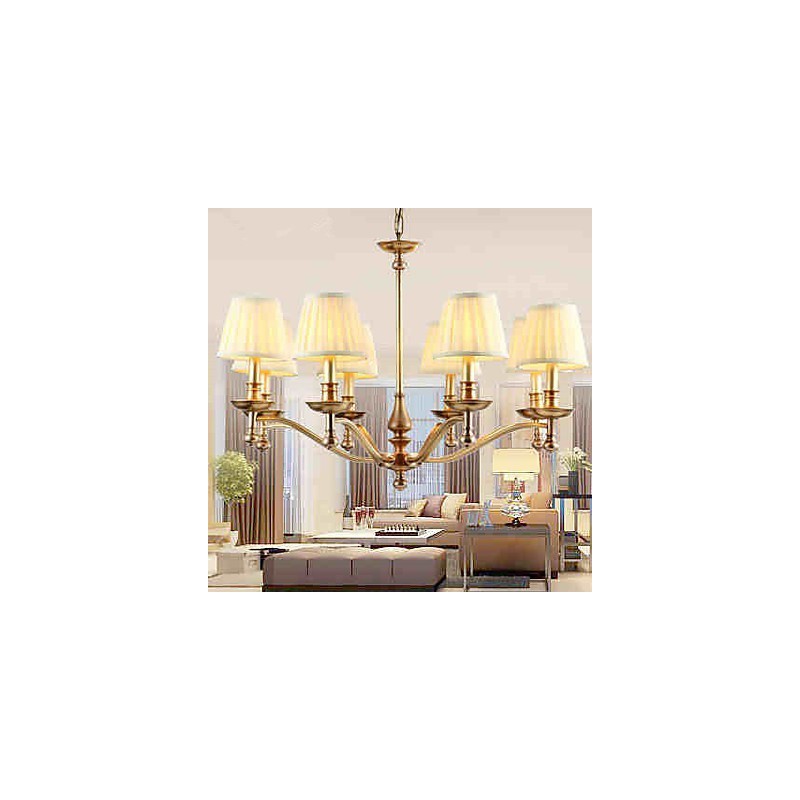 Lampada a sospensione in cristallo stile tradizionale/classico mini, finitura ottone, 8 lampadine