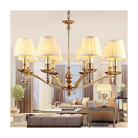 Lampada a sospensione in cristallo stile tradizionale/classico mini, finitura ottone, 8 lampadine