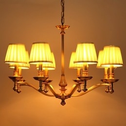 Lampada a sospensione in cristallo stile tradizionale/classico mini, finitura ottone, 8 lampadine