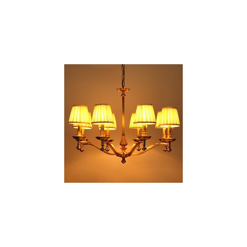 Lampada a sospensione in cristallo stile tradizionale/classico mini, finitura ottone, 8 lampadine