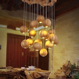 Lampada a sospensione mini stile lanterna in legno e bambù