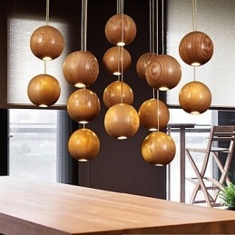 Lampada a sospensione mini stile lanterna in legno e bambù