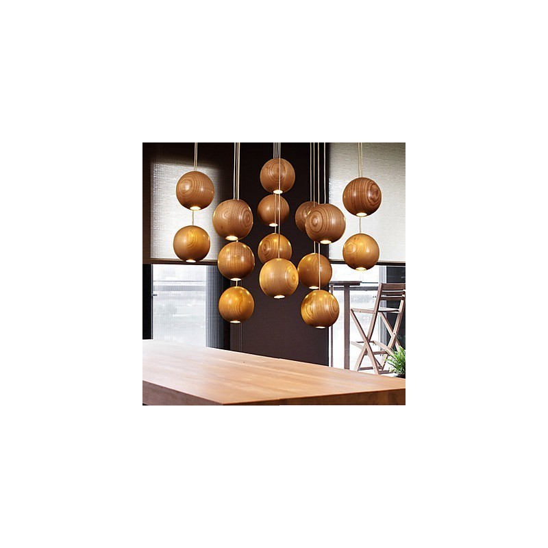 Lampada a sospensione mini stile lanterna in legno e bambù