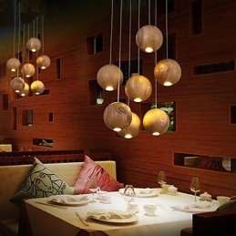 Lampada a sospensione mini stile lanterna in legno e bambù
