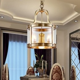 Lampada a sospensione mini in cristallo stile tradizionale/classico finitura ottone