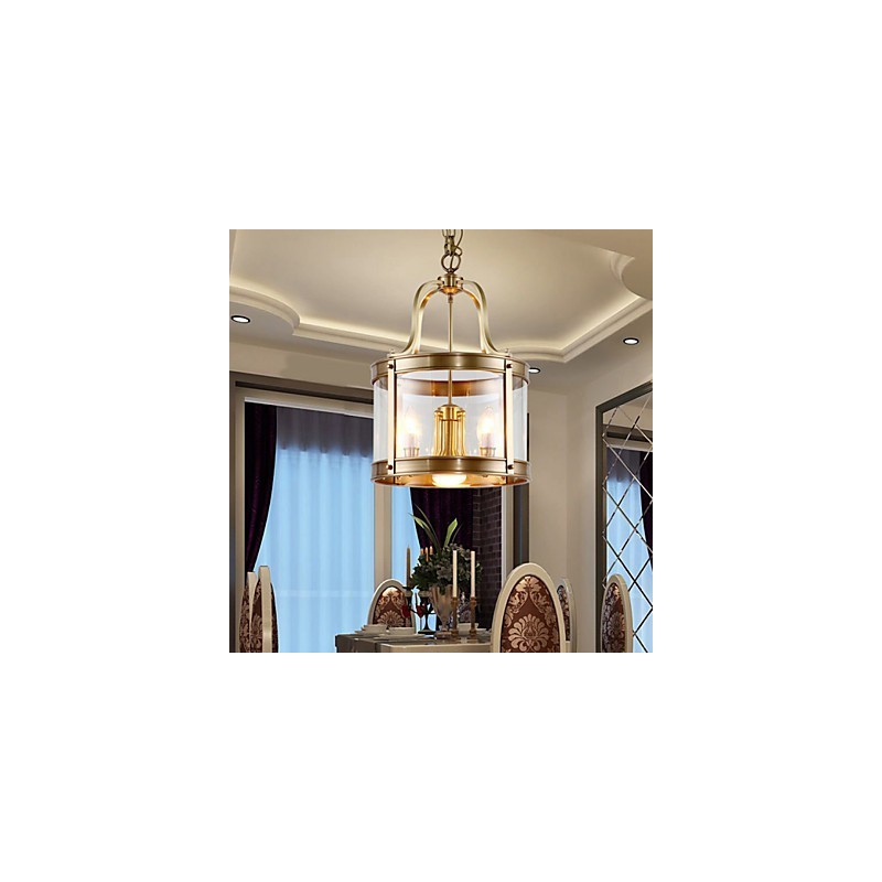 Lampada a sospensione mini in cristallo stile tradizionale/classico finitura ottone