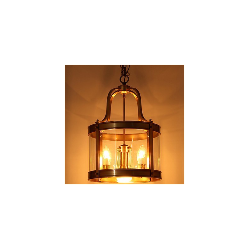 Lampada a sospensione mini in cristallo stile tradizionale/classico finitura ottone