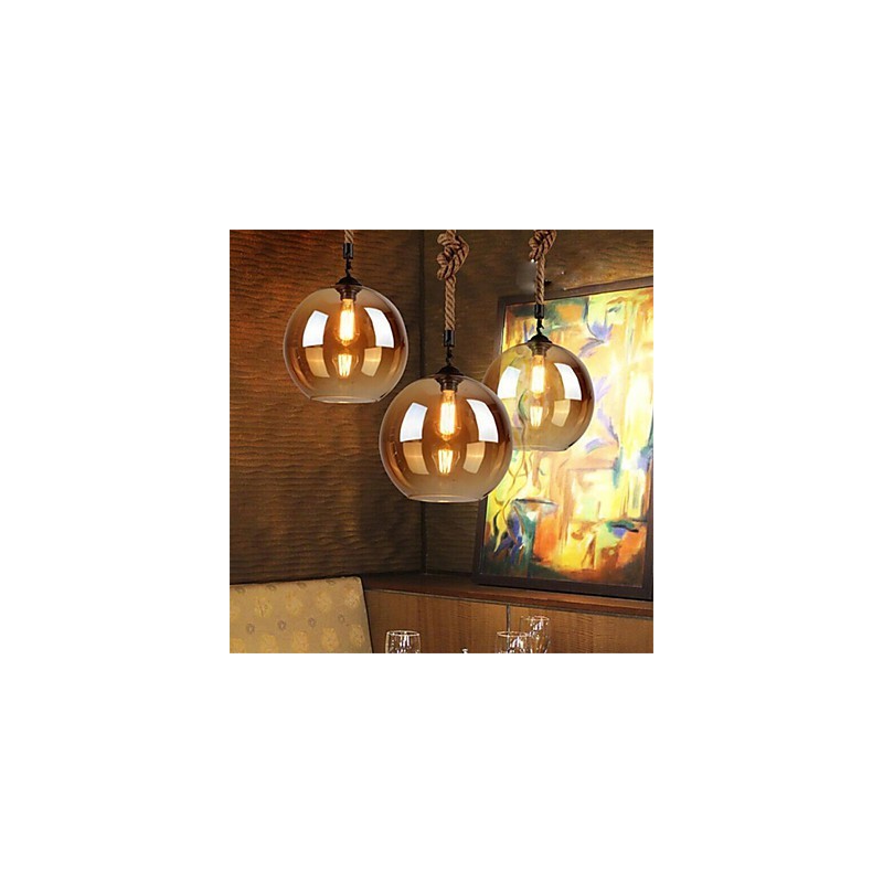 Lampada a sospensione vintage Loft American Rope in vetro marrone