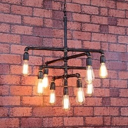 Lampadario in metallo d'epoca verniciato a filo, 3 livelli, 60 cm