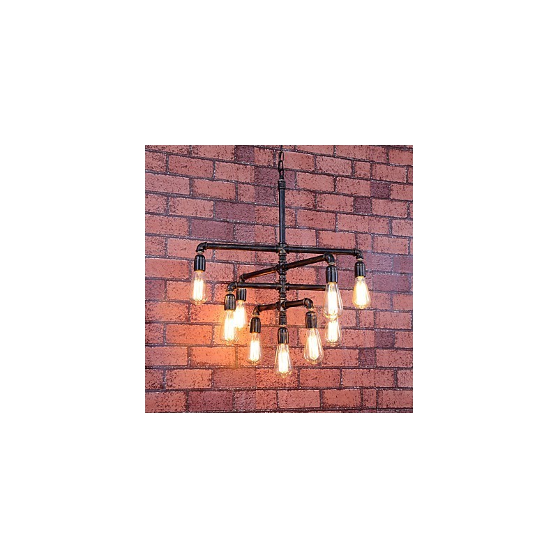 Lampadario in metallo d'epoca verniciato a filo, 3 livelli, 60 cm