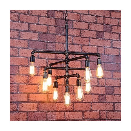 Lampadario in metallo d'epoca verniciato a filo, 3 livelli, 60 cm