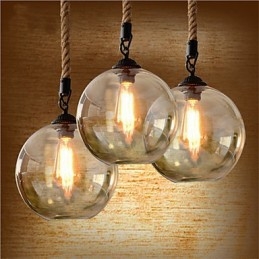 Lampada a sospensione vintage Loft American Rope in vetro marrone