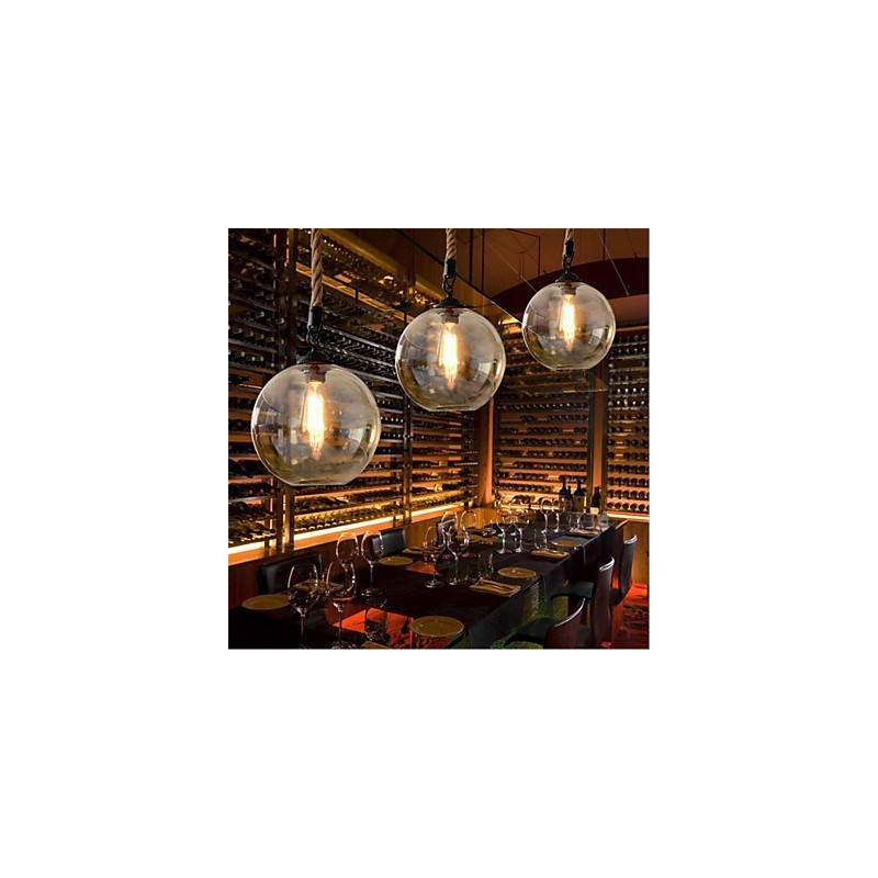 Lampada a sospensione vintage Loft American Rope in vetro marrone