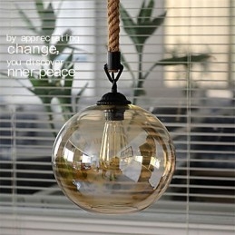 Lampada a sospensione vintage Loft American Rope in vetro marrone