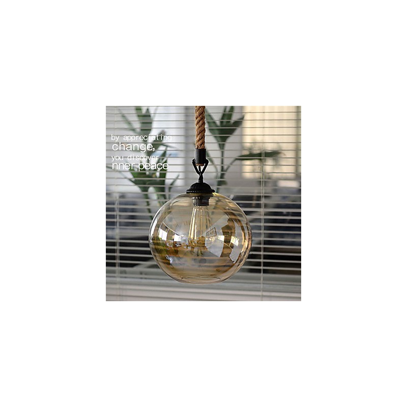 Lampada a sospensione vintage Loft American Rope in vetro marrone
